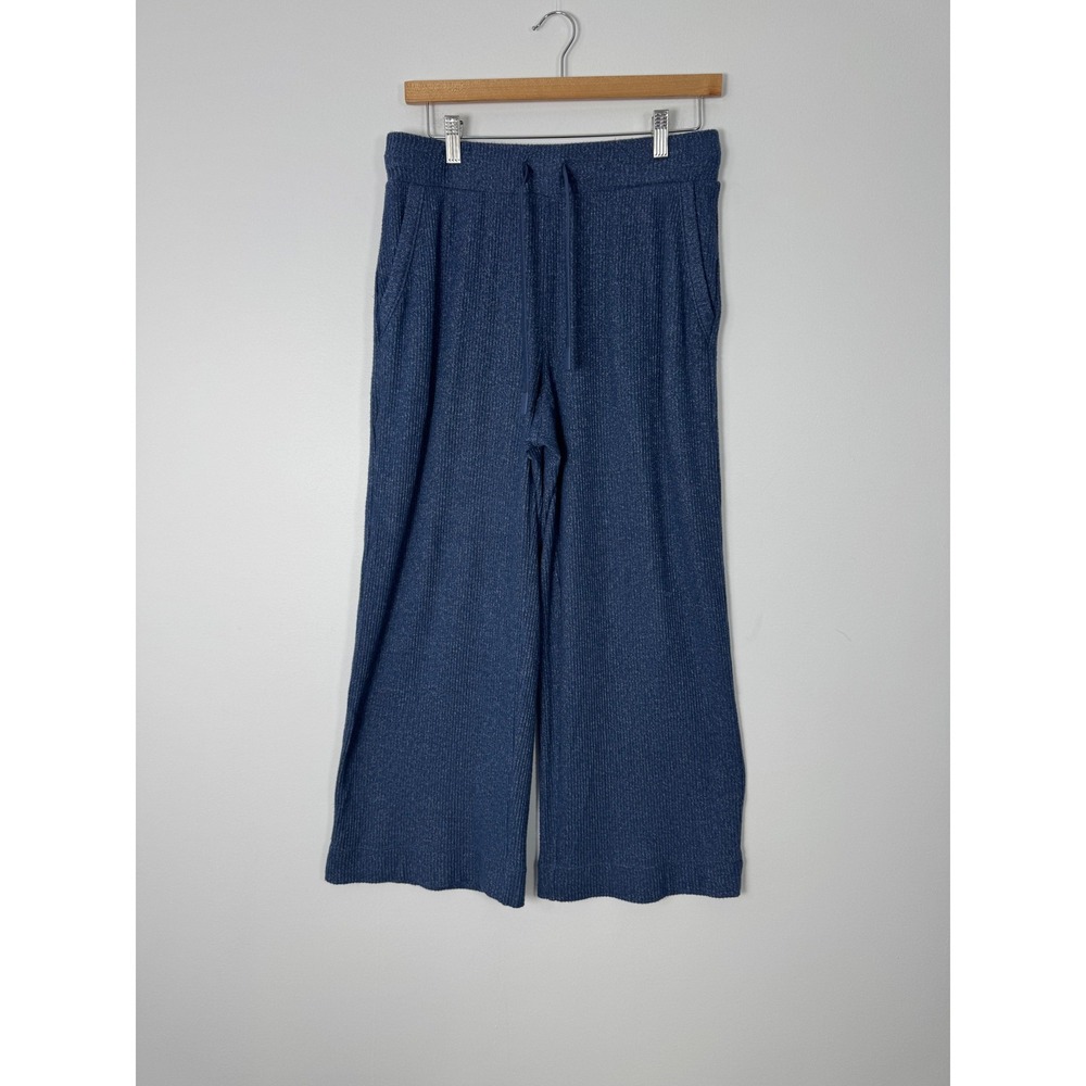 Coastal Haven Well Within Womens Small Lounge Pants Blue Ribbed Wide Leg Knit